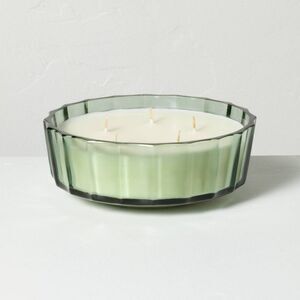 5 Wick XL Colored Glass Faceted Lemon and Cedar Ja Green